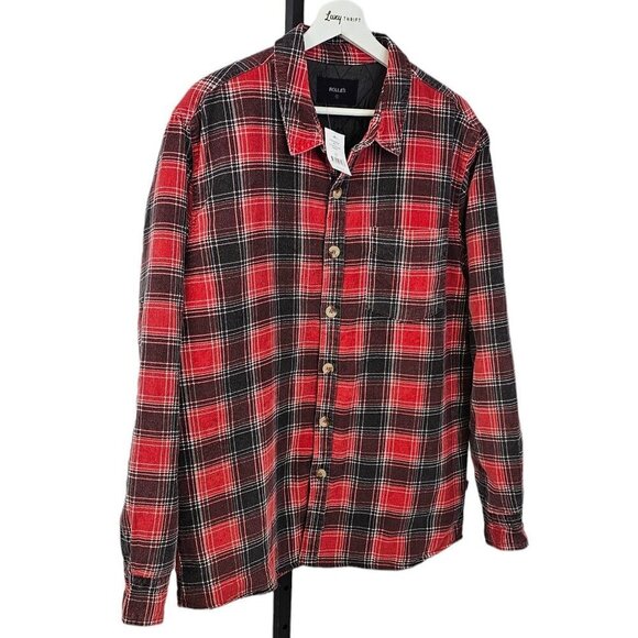Revolve Rolla's Men At Work Quilted Cord Shirt Size Small NWT Shacket  Plaid - Picture 7 of 8